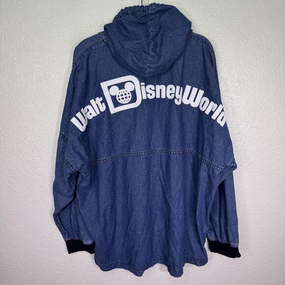 Disney Tops - Disney Parks Spirit Jersey Jacket Womens XL Denim Hoodie Blue Walt Disney World